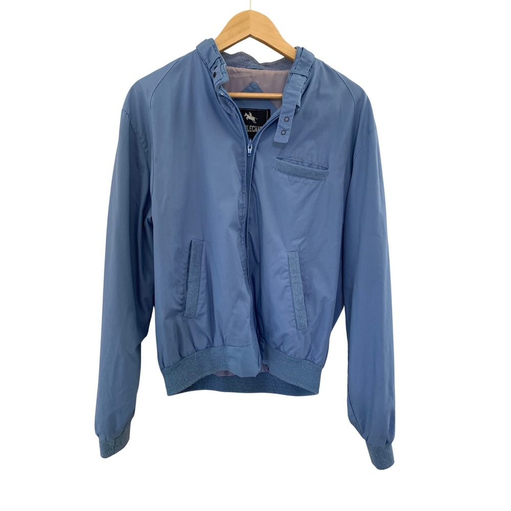 STEEPLECHASE VTG Mens Blue Lightweight Bomber Jacket Size M